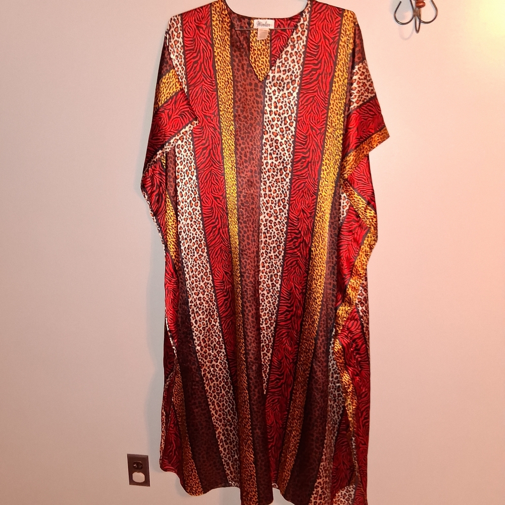 Red and Gold Animal Print Kaftan